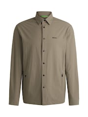 BOSS Green Relaxed-Fit Stretch Overshirt - Image 5 of 5