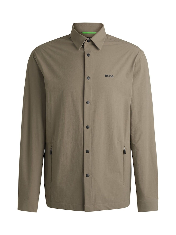 BOSS Green Relaxed-Fit Stretch Overshirt - Image 5 of 5