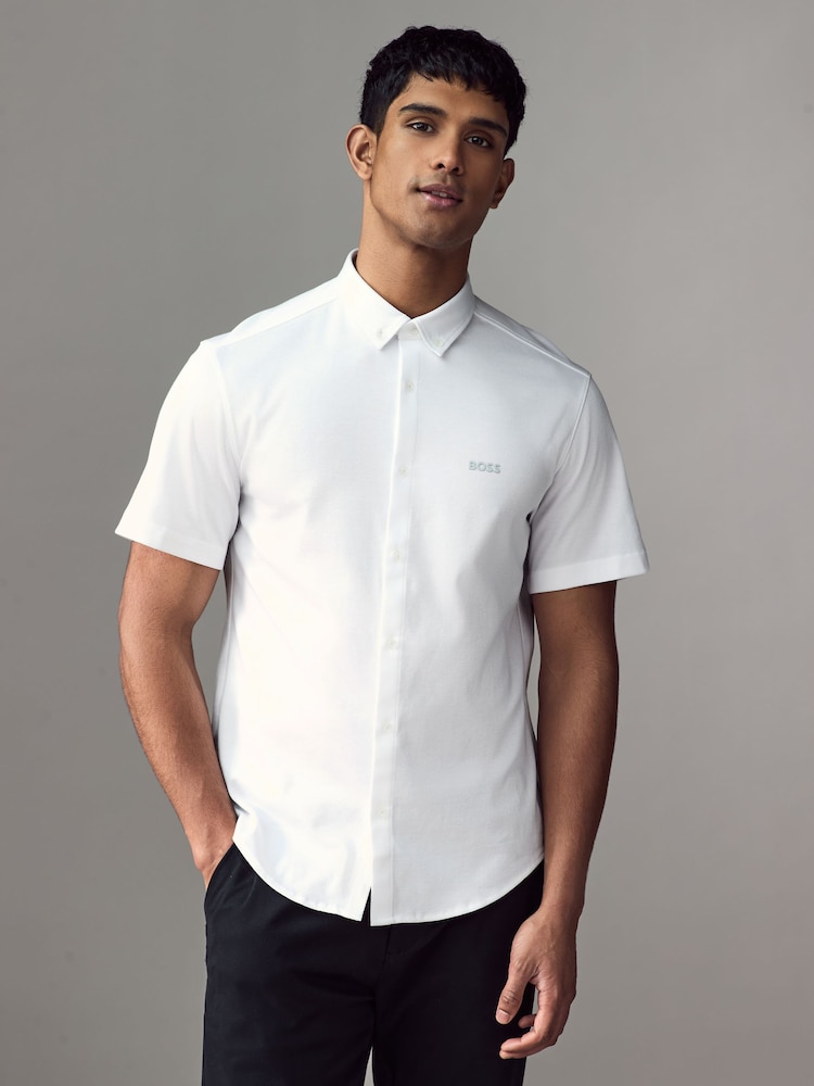 BOSS White Regular Fit Motion Oxford 100% Cotton Shirt - Image 1 of 4