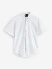 BOSS White Regular Fit Motion Oxford 100% Cotton Shirt - Image 4 of 4