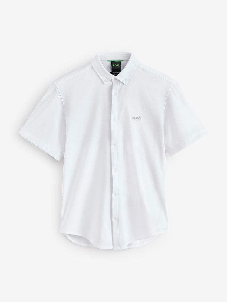 BOSS White Regular Fit Motion Oxford 100% Cotton Shirt - Image 4 of 4