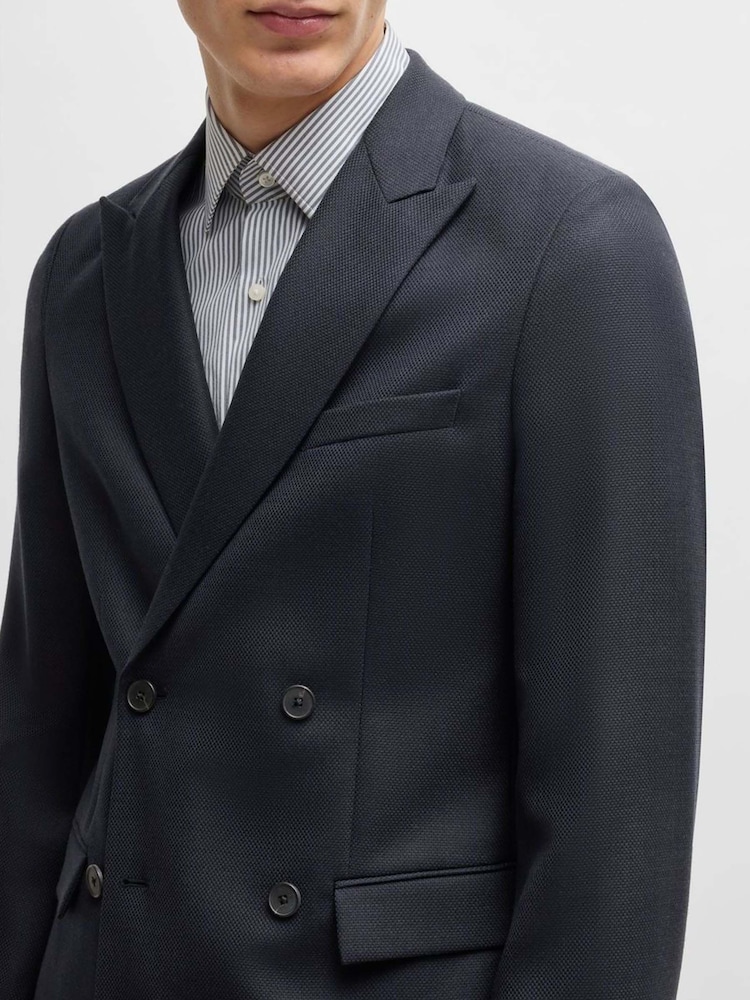 BOSS Blue Slim Fit Micro Pattern Stretch Jacket - Image 4 of 6