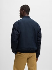 BOSS Blue Logo Badge Water-Repellent Bomber Jacket - Image 3 of 5