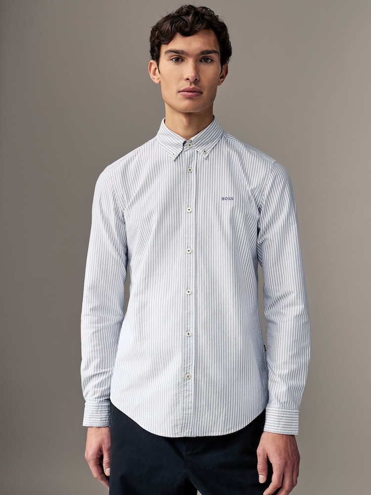 BOSS Blue Logo Detail Slim Fit Shirt - Image 1 of 5