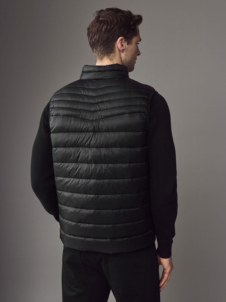 BOSS Black Water Repellent Lightweight Gilet - Image 2 of 4 BOSS Black Water Repellent Lightweight Gilet - Image 2 of 4