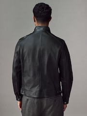 BOSS Black Regular Fit Grained Leather Jacket - Image 2 of 8