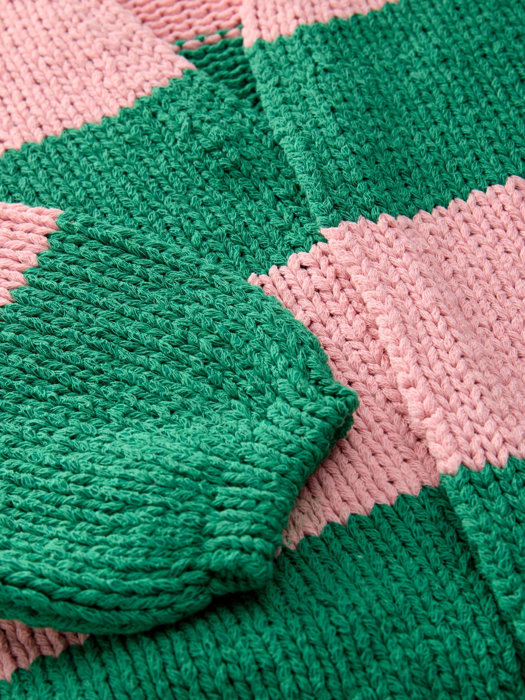 Buy Pink Green Stripe Relaxed Chunky Knit Cardigan with