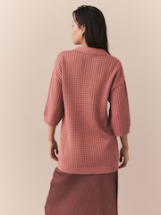 Brown Rust 100% Cotton Mesh Fly Collar Polo Shirt - Image 4 of 8