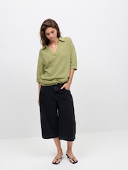 Green Sage 100% Cotton Mesh Fly Collar Polo Shirt - Image 2 of 7