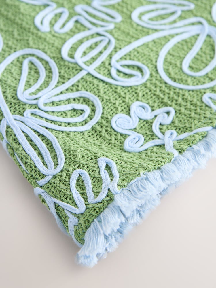 Green Blue Floral Print Embroidered Strappy Cami Top - Image 2 of 3