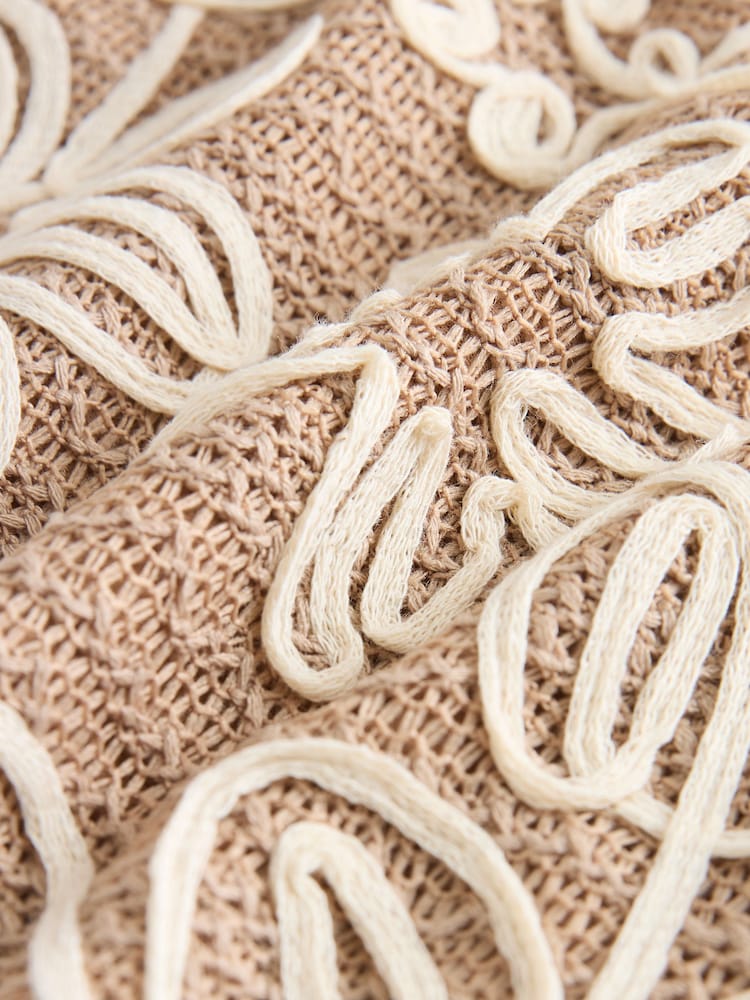 Neutral Floral Print Embroidered Strappy Cami Top - Image 2 of 3