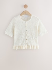 Blanco crudo - Lace Button Frill Half Sleeve Top - Imagen 6 de 9