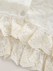 Blanco crudo - Lace Button Frill Half Sleeve Top - Imagen 8 de 9
