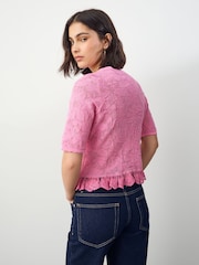 Pink Blush Lace Button Frill Half Sleeve Top - Image 2 of 6