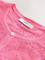 Pink Blush Lace Button Frill Half Sleeve Top - Image 5 of 6