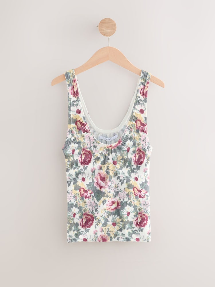 Floral Print Knitted Co-Ord Tank Vest - Image 6 of 8