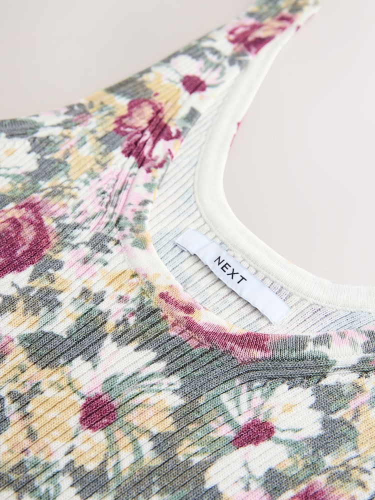 Floral Print Knitted Co-Ord Tank Vest - Image 7 of 8