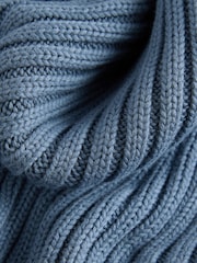 Blue Chambray 100% Cotton Crew Neck Ribbed Knitted Tank - Image 3 of 3