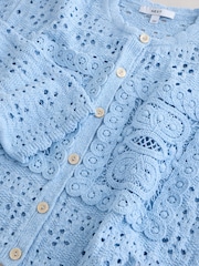 Blue Pale Crochet Square Patch Button Up Cardigan - Image 8 of 8