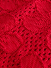 Red 100% Cotton Floral Crochet Short Sleeve Top - Image 3 of 3