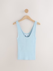 Blue Pale Knitted Co-Ord Tank Vest - Image 6 of 8
