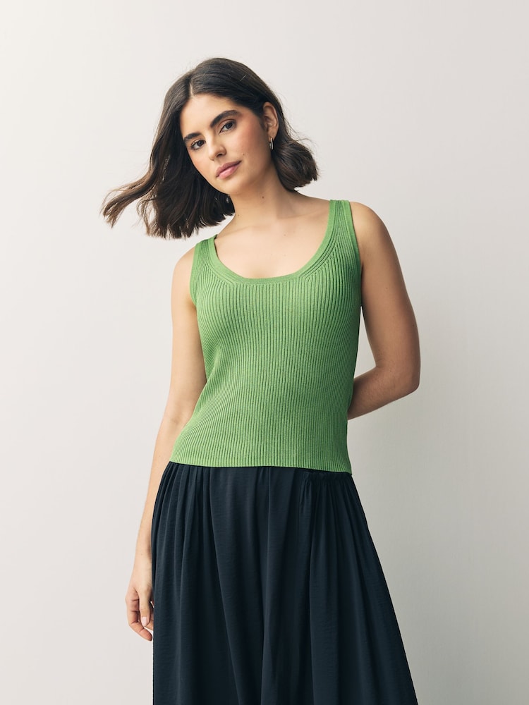 Green Bright Knitted Co-Ord Tank Vest - Image 1 of 5