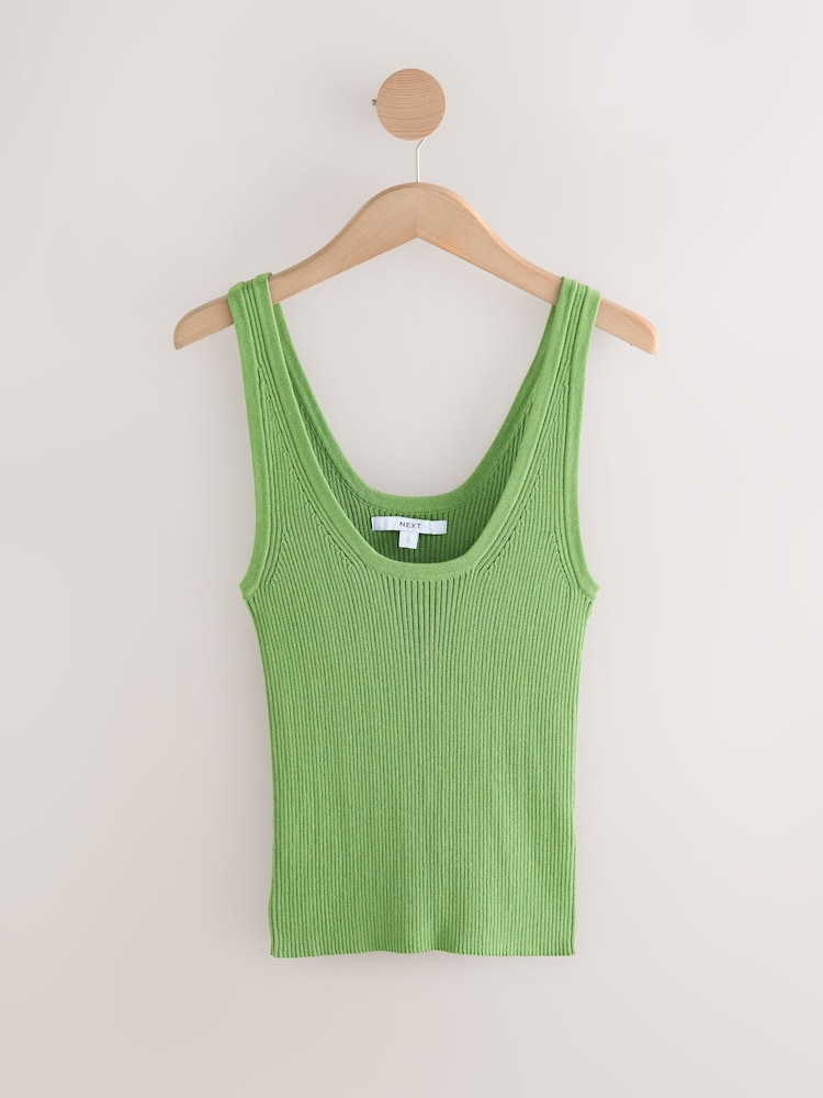 Green Bright Knitted Co-Ord Tank Vest - Image 4 of 5