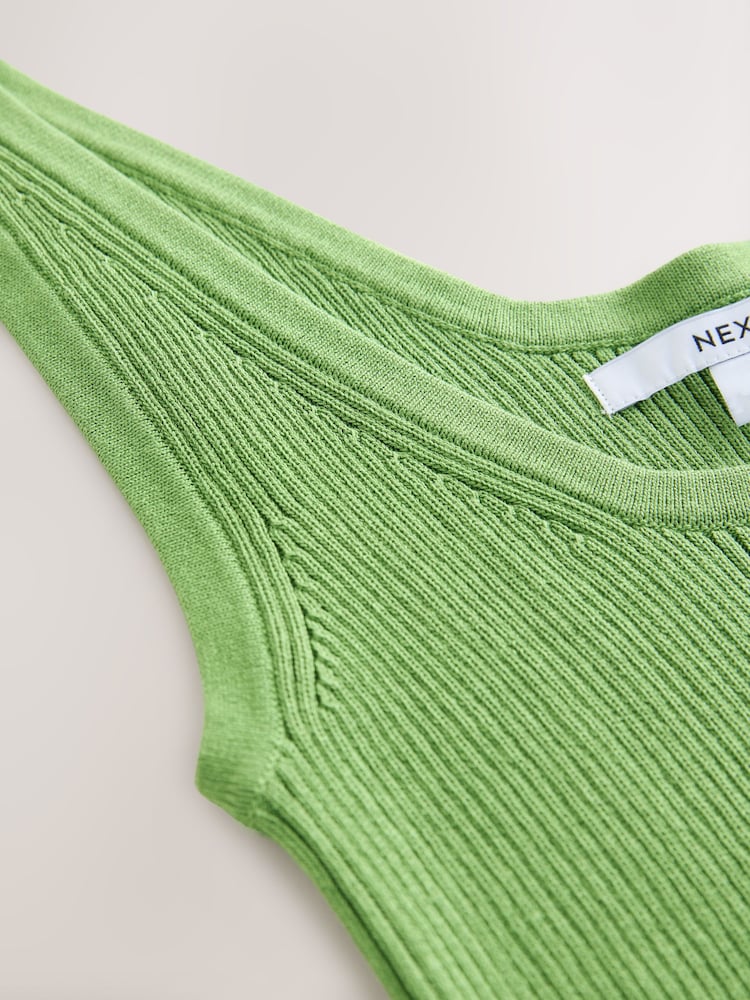 Green Bright Knitted Co-Ord Tank Vest - Image 5 of 5