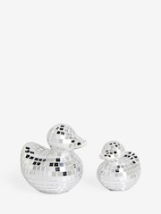 Set of 2 Mirror Ball Disco Duck Ornaments - Image 3 of 4