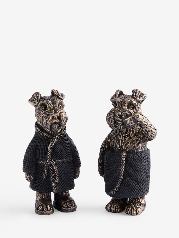 Set of 2 Bronze Wilson the Schnauzer Bathroom Ornaments - Image 1 of 1