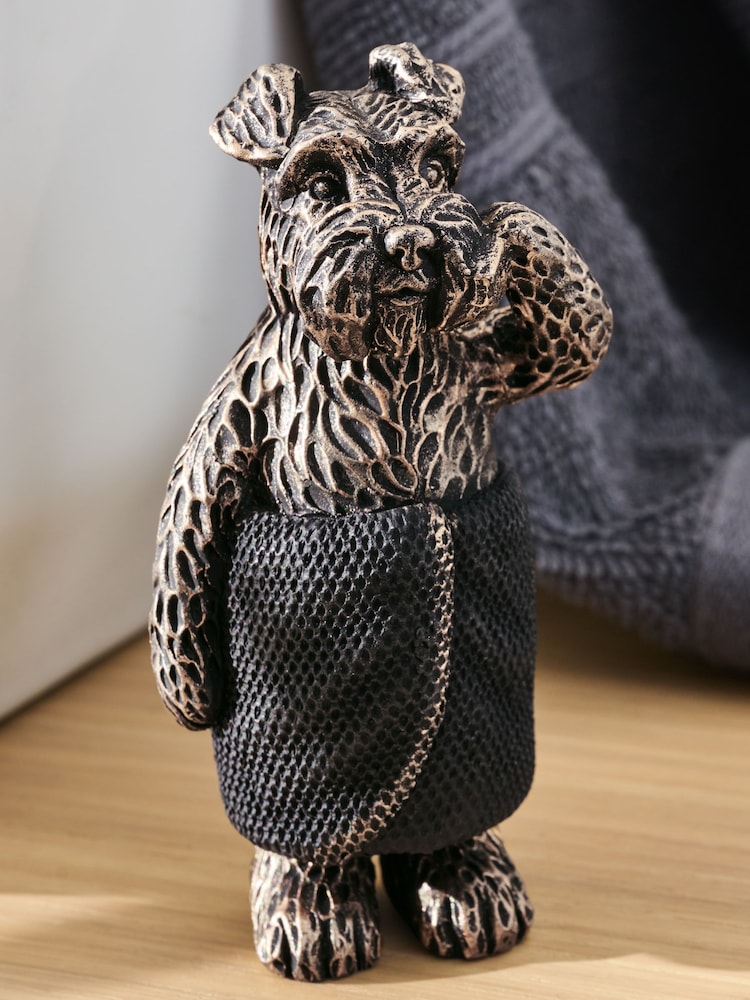 Set of 2 Bronze Wilson the Schnauzer Bathroom Ornaments - Image 2 of 3 Set of 2 Bronze Wilson the Schnauzer Bathroom Ornaments - Image 2 of 3
