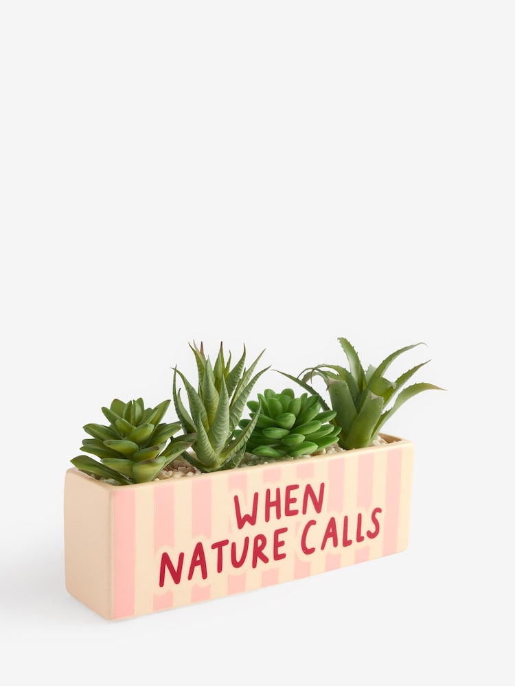 Pink Stripe Slogan Artificial Plant Bathroom Ornaments - Image 1 of 1 Pink Stripe Slogan Artificial Plant Bathroom Ornaments - Image 1 of 1