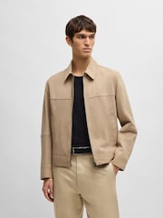 BOSS Natural Regular Fit Suede Zip Jacket - Image 1 of 5