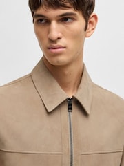 BOSS Natural Regular Fit Suede Zip Jacket - Image 4 of 5