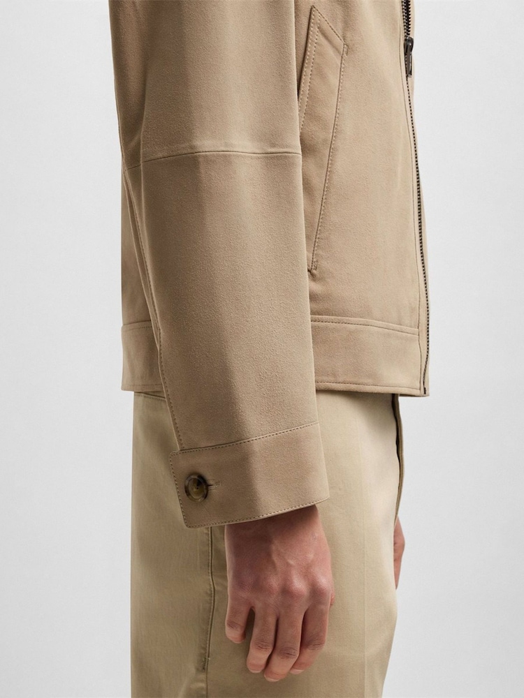 BOSS Natural Regular Fit Suede Zip Jacket - Image 5 of 5