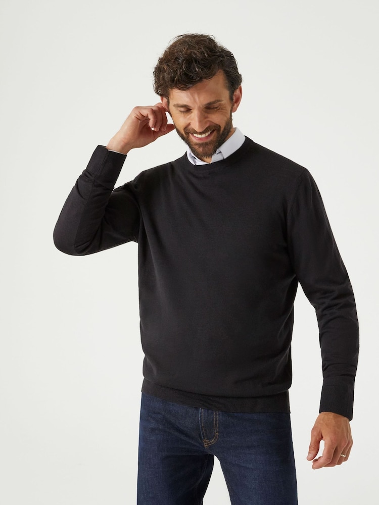 Skopes Black Alex Merino Blend Crewneck Sweater - Image 1 of 5
