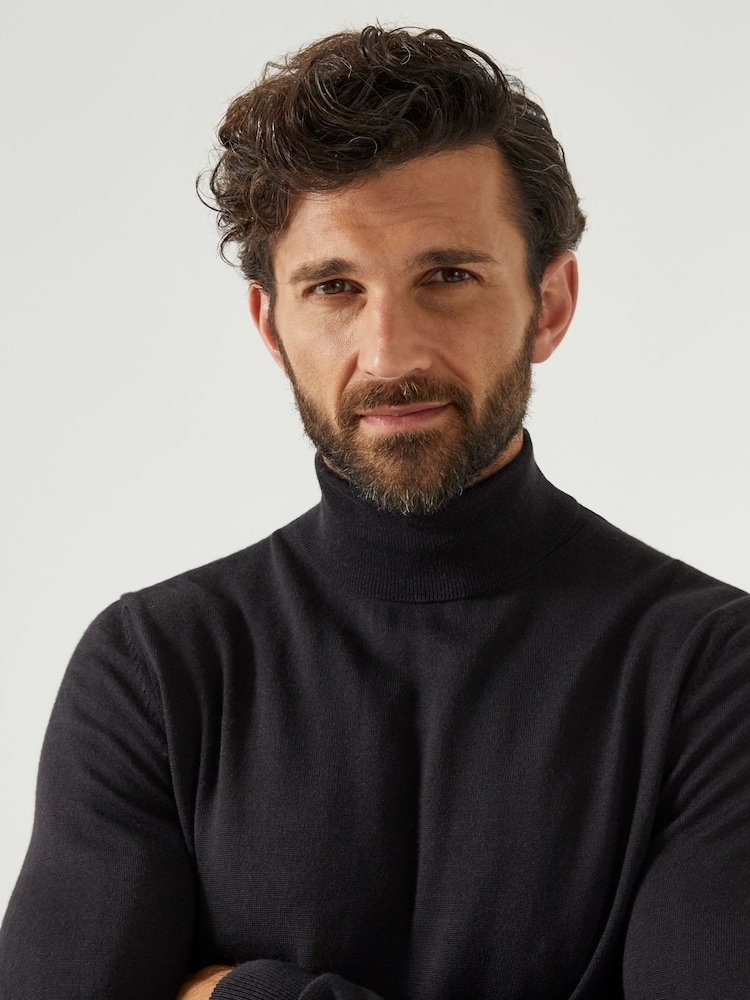 Skopes Black Russ Merino Blend Roll Neck Sweater - Image 1 of 5