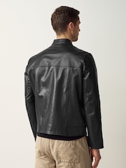 HUGO Black Hugo Slim Fit Leather Jacket - Image 2 of 5