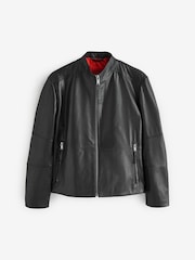 HUGO Black Hugo Slim Fit Leather Jacket - Image 5 of 5