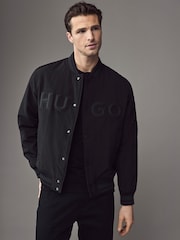 HUGO Black Hugo Bomber Jacket With Rubberised Logo - Image 1 of 5