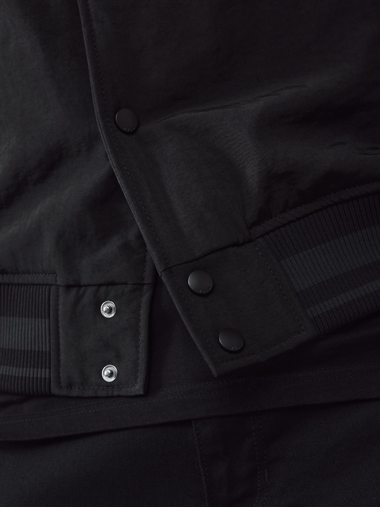 HUGO Black Hugo Bomber Jacket With Rubberised Logo - Image 4 of 5