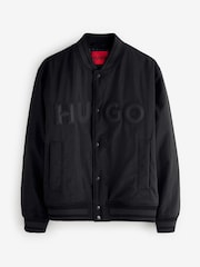HUGO Black Hugo Bomber Jacket With Rubberised Logo - Image 5 of 5