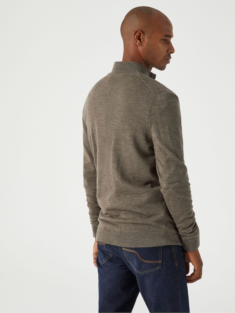 Skopes Brown Miles Merino Blend Quarter Zip Sweater - Image 2 of 5