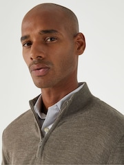 Skopes Brown Miles Merino Blend Quarter Zip Sweater - Image 3 of 5