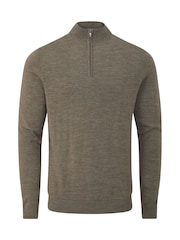 Skopes Brown Miles Merino Blend Quarter Zip Sweater - Image 4 of 5