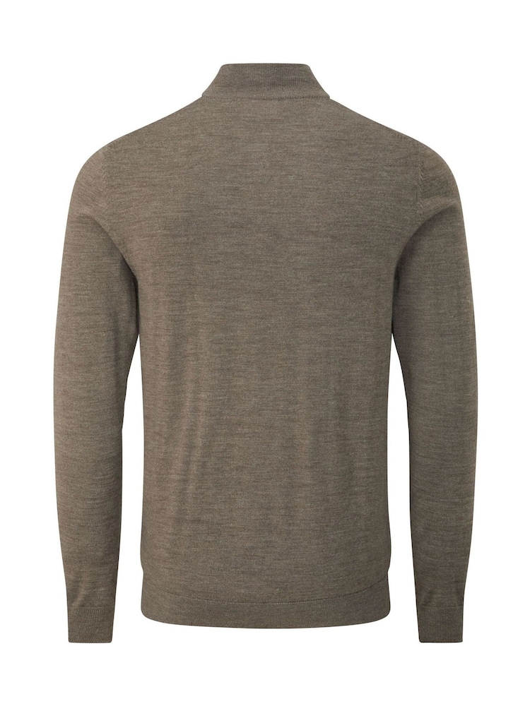 Skopes Brown Miles Merino Blend Quarter Zip Sweater - Image 5 of 5