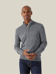 Skopes Grey Miles Merino Blend Quarter Zip Sweater - Image 1 of 5
