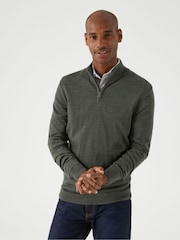 Skopes Green Miles Merino Blend Quarter Zip Sweater - Image 1 of 5