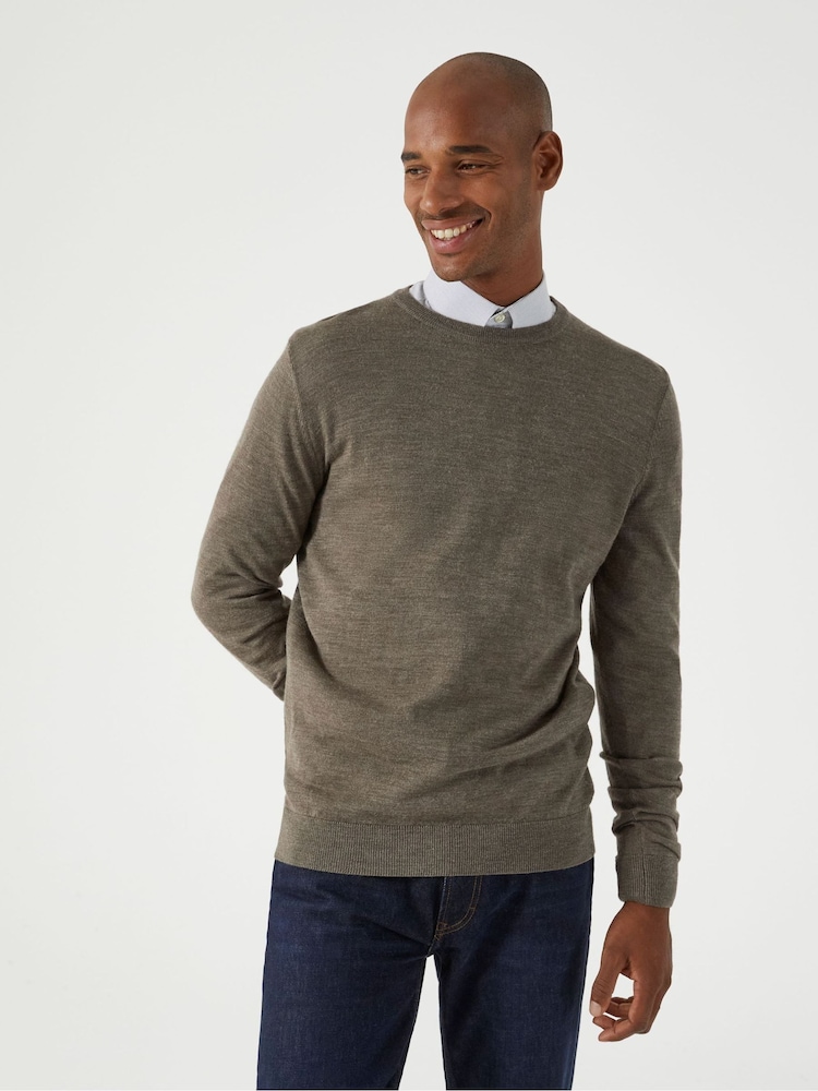 Skopes Brown Alex Merino Blend Crewneck Sweater - Image 1 of 5