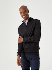 Skopes Black Miles Merino Blend Quarter Zip Sweater - Image 1 of 5